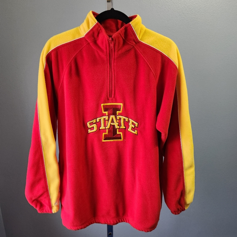 Majestic Collegiate Iowa State Cyclones Half Zip Fleece Pullover Top Red Men's M